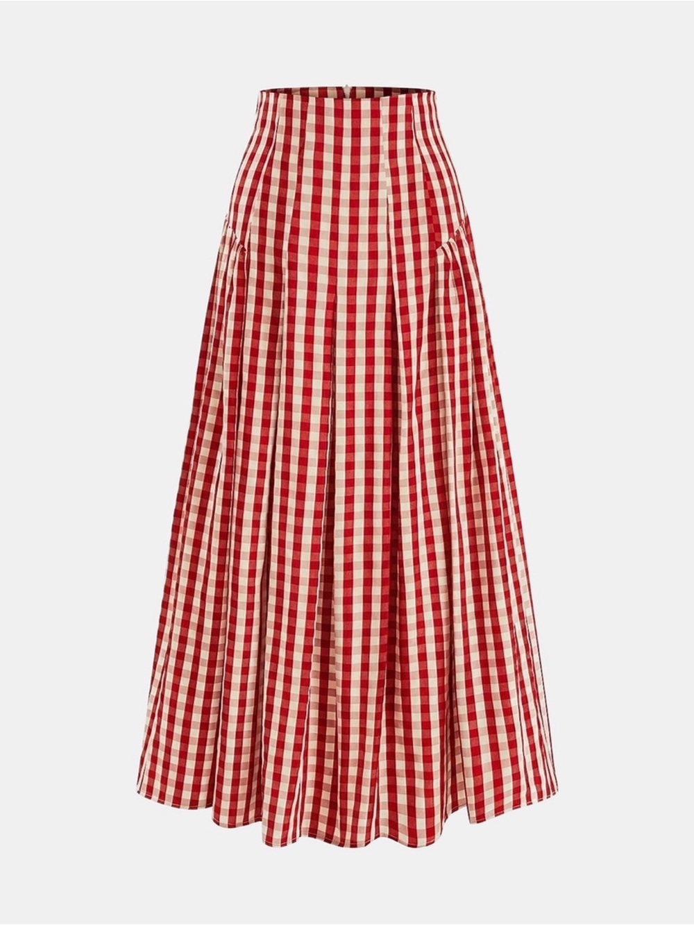 Red and Cream Gingham Maxi Skirt